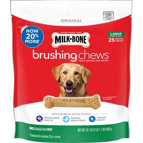 Un Brand 445022153144 Brushing Chews Daily Dental Dog Treats Large 33.7 Ounces 25 Bones Per Bag