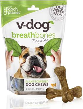 V-dog Inc. 705353833229 Treats - Vegan Breathbone Teeth Cleaning Dental Bones Fresh Brea