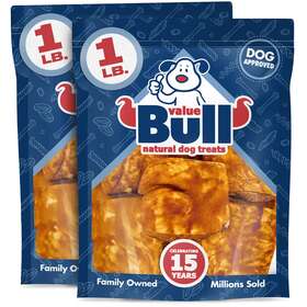 Valuebull 191938068245 Beef Cheek Chips For Dogs Jumbo 4-5 Inch Flavored 2 Pound