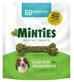 80076 Vetiq Minties Adult Dog Dental Treats Bone Medium / Large 48 Oz
