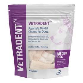 535-30 Vetradent Beef Rawhide Dental Chews For Dogs Medium 30 Ct