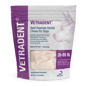 Vetradent 840387600130 Beef Rawhide Dental Chews For Dogs Large 30 Ct