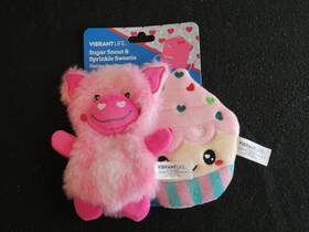 Vibrant Life 313052882822 New 2pc Valentine S Day Sugar Snout Cupcake Pig Flatties Dog Toys