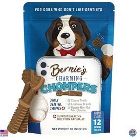 B0bz9lcr53 Visit The Bernies Store Dental Chews For Dogs 50-100 Lbs - 12 Count Cleans Teeth And Freshens