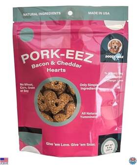 B0d1651jw1 Visit The Doggy Snax Store Pork-eez Bacon And Cheddar Flavored Natural Dog Treats. Heart Shaped Cookie