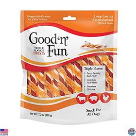 P-94188 Visit The Good N Fun Store Triple Flavor Twists 70 Count Long-lasting Beef Pork And Chicken