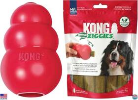 B0f414f4bk Visit The Kong Store Classic Chew Toy And Ziggies Treats Combo For X-large Dogs - Durable Fun