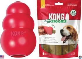 B0f41p62x6 Visit The Kong Store Classic Chew Toy And Ziggies Treats Bundle - Durable For Small Dogs