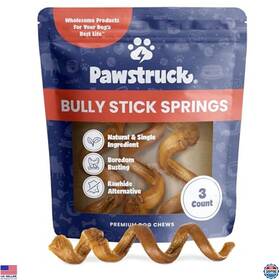 B00xnnyg4m Visit The Pawstruck Store All-natural 6 Inch Beef Bully Stick Springs For Dogs - Rawhide-free Chew 3 Pack