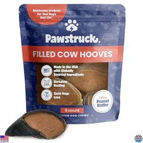B07228zxyq Visit The Pawstruck Store Cow Hooves Stuffed With Peanut Butter Usa-made Dental Chews 5 Count