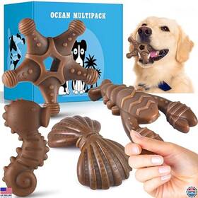 Visit The Petsta Store Sh-4pack-blue Indestructible Dog Toys - 3 Pack Tough Chew For Aggressive Chewers