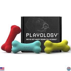 B0dylr41h5 Visit The Playology Store Dog Toys Gift Box Scented Chew Toy Set - Dual Layer Bones Peanut