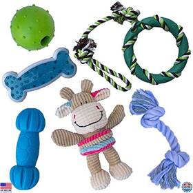 B07ffgnndd Visit The Rocket & Rex Store And 6-piece Dog Chew Toy Set For Small/medium Breeds - Rubber Cotton