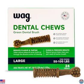 B084s1dm76 Visit The Wag Store Dental Chews For Dogs Large Green Brush Unflavored 24 Count Pack