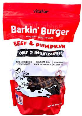 1928580 Vitafur Barkin Burger Beef And Pumpkin Grain-free Dog Treats 24 Oz Exp 12/27
