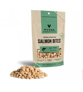 Vital Essentials 840199682102 Freeze Dried Raw Salmon Bites Dog Treats 6oz