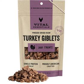 Vital Essentials 840199684168 Freeze Dried Raw Single Ingredient Dog Treats Turkey Giblets 2 Oz Premium