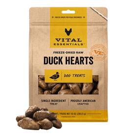 Vital Essentials 840199684229 Freeze Dried Raw Duck Hearts Dog Treats 10 Ounce Pack Of 1