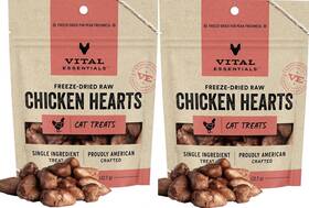Vital Essentials 840199694037 2 Pack Freeze Dried Raw Cat Treats Chicken Hearts 0.8oz Ea