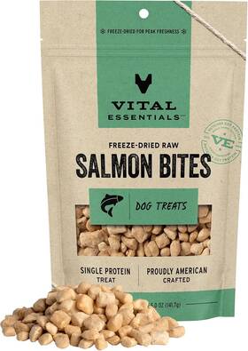 Dac-1421 Vital Essentials Salmon Bites Dog Treats 5 Oz Freeze-dried Raw Single