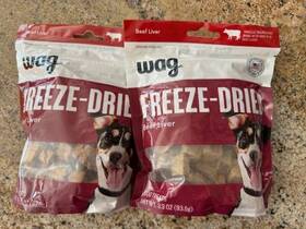 Wag 195515000130 2x Freeze-dried Raw Single Ingredient Dog Treats Beef Liver 3.3oz