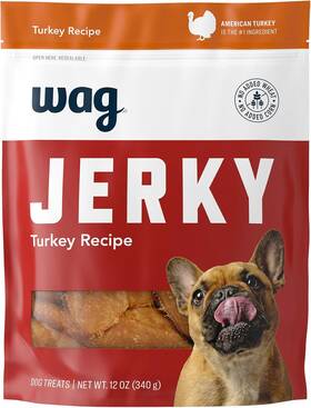 Wag 705354020222 Dog Treats Soft And Tender American Jerky Turkey Recipe 12 Oz