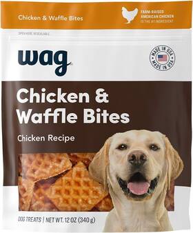 B07v7g181f Wag Amazon Brand - Dog Treats Chicken And Waffle Bites 12 Ounce Pack Of 1