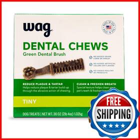 B084rzqwgs Wag Dental Dog Treats Tiny - 2.25 Lbs 130 Count Cleans Teeth Freshens Breath