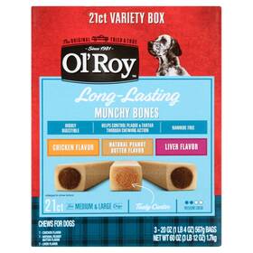 Wal-mart Stores Inc. 445032134171 Munchy Bone Dog Treats Variety Pack 60 Oz 21 Count Chicken Liver Peanut Butter