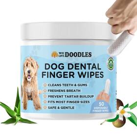We Love Doodles 065017206574 Dog Teeth Cleaning Wipes - Pet Dental Finger For Dogs