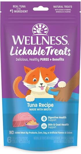 14401 Wellness Lickable Treats Soft Puree Natural Grain Free 0.4 Ounce Pack Of 6