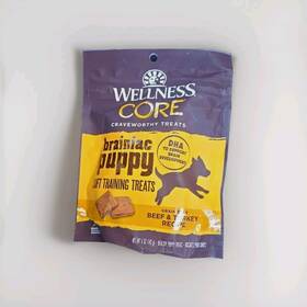 Wellness Core 445044841814 2 Bags Brainiac Puppy Soft Training Dog Healthy Treats Beef Turkey Flavor