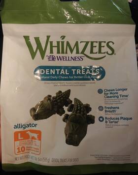 Whimzees 810037580624 Wellness Alligator Dog Dental Treats Natural Chews Large Size-10