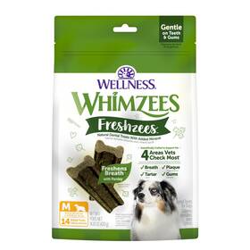 Whimzees 810037580860 Wellness Freshzees Dog Dental Treats Natural Chews Medium Size Stick 14 C