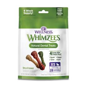 Whimzees 815436018853 Wellness Daily Brushzees Dog Dental Treats Natural Chews Extra Small Size S