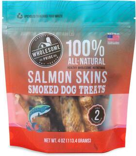 71862 Wholesome Pride Smoked Salmon Skins Dog Treats 4oz 4 Ounce Pack Of 1