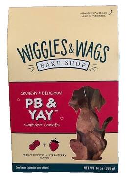 6598 Wiggles & Wags And Dog Treats Sunburst Cookies Peanut Butter Strawberry 1-14 Oz