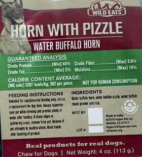 Wild Eats 611403705876 Dog Treat Water Buffalo Horn With Pizzle Lasting Protein Source 5 Oz