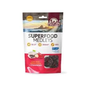 71157 Wild Eats Fish Skin Dog Treats Cod Superfood Medallions 3oz - Strawberry And Limited