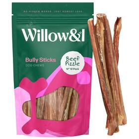 Willow & I 860011702146 Willow&i Natural 12 Inch Bully Sticks For Dogs - Premium Grass Fed Beef Chews- Bu