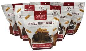 Winner Delights 840139916748 X6-24oz Each Peanut Butter Filled Dental Dog Bone Treats Exp6/26