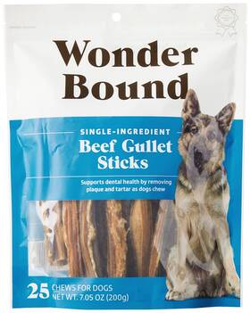 Wonder Bound 195515000963 Beef Gullet Sticks Dog Treats 56 Inch Highly Digestible 25 Pack