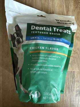 Wonder Bound 195515024402 Dental Treats Textured Brush Chicken Flavor 60 Count