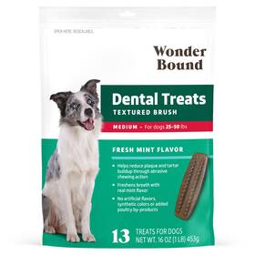 Wonder Bound 195515024457 Dog Dental Treats For Medium Dogs 25-50 Lbs Fresh Mint Flavor Made With R