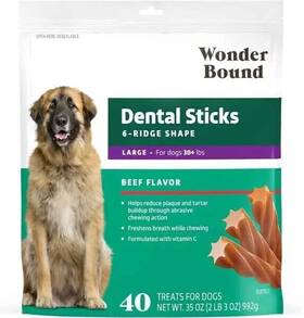 Wonder Bound 195515024556 Beef Flavor Dental Sticks For Dogs 30 Lbs