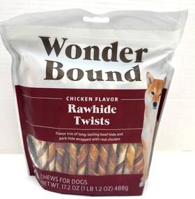 Wonder. Bound 195515027328 70 Ct/ Dog Chicken Flavor Rawhide Chew Twists Sticks