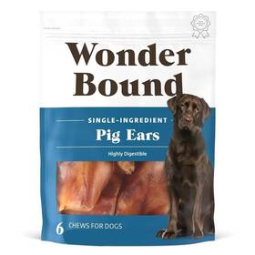 Wonder Bound 195515046978 Amazon Brand Whole Pig Ears Dog Treats Pork 6 Ounce Count Pack Of 1
