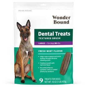 Wonder Bound 742797920863 Dog Dental Treats For Large Dogs Over 50 Lbs Fresh Mint Flavor Made With