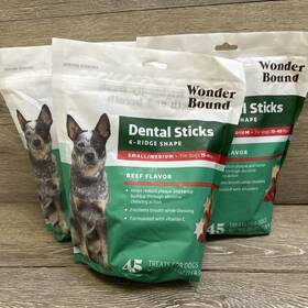 6-ridge Wonder Bound 742797921068 3 Pack - Beef Flavor Dental Sticks For Small/medium Dogs 15-40 Lbs
