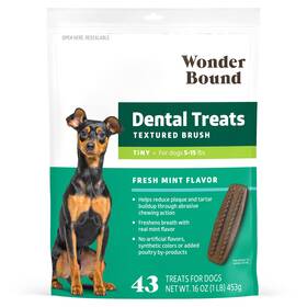 Wonder Bound 742797921082 Dog Dental Treats For Tiny Dogs 5-15 Lbs Fresh Mint Flavor Made With Real